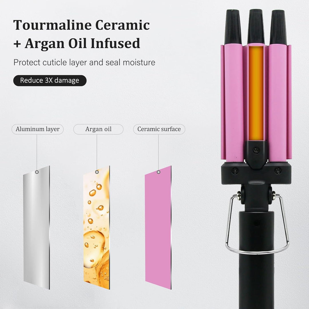 janelove 13mm mini Welleneisen für haare, Keramik mini Lockenstab für kurze haare, 180°C/210°C, 30s