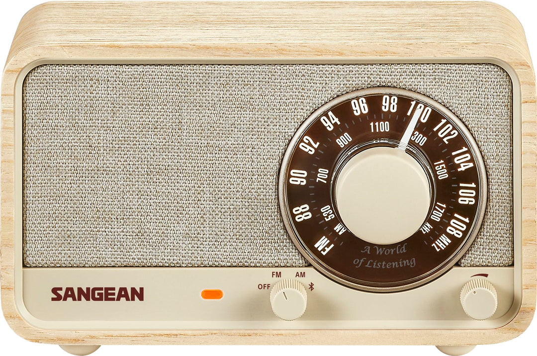 SANGEAN WR-8 – Tragbares Vintage Radio mit Bluetooth Lautsprecher, FM-Empfang, integriertem Akku, Ec