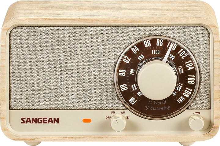 SANGEAN WR-8 – Tragbares Vintage Radio mit Bluetooth Lautsprecher, FM-Empfang, integriertem Akku, Ec