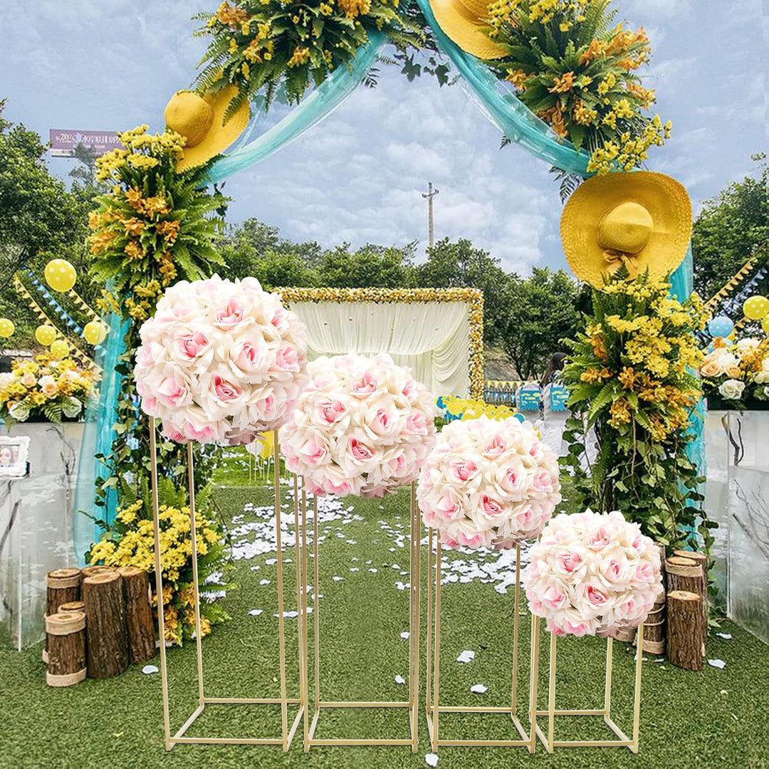 4 Stück Blumensäule Metall Hochzeitsvase Blumensäule Quadratisch Pflanzensäule Dekosäule Blumenhocke