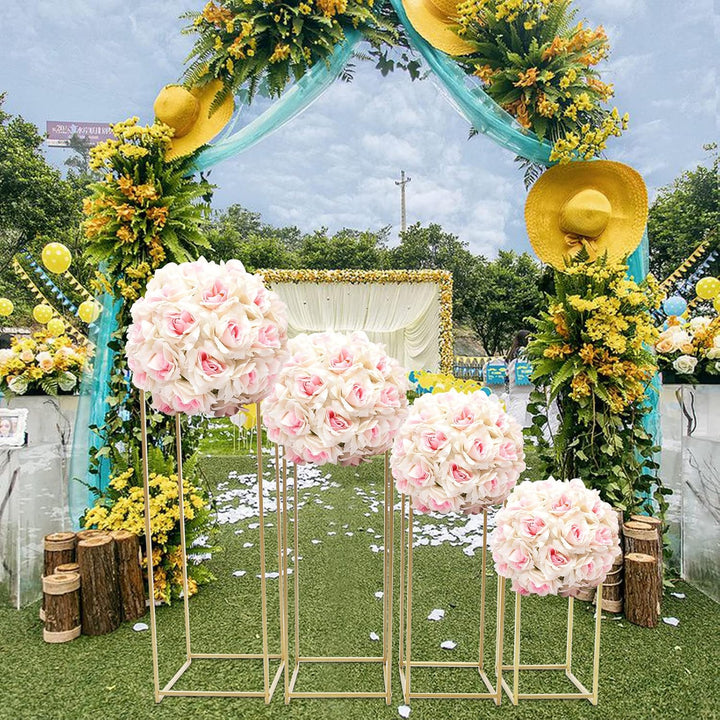 4 Stück Blumensäule Metall Hochzeitsvase Blumensäule Quadratisch Pflanzensäule Dekosäule Blumenhocke