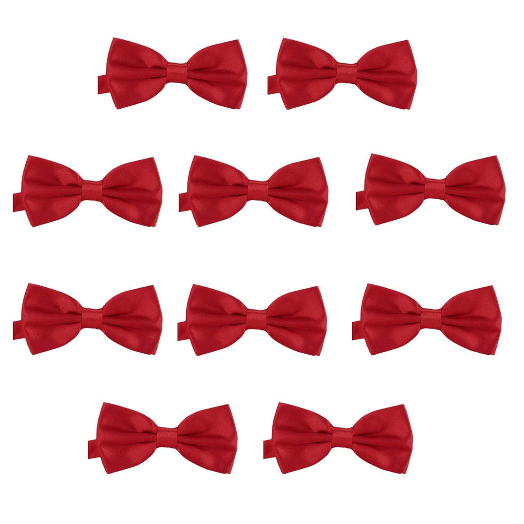 DonDon 10er Set Herren Fliege 12 x 6 cm gebunden und längenverstellbar Dunkelrot, Dunkelrot