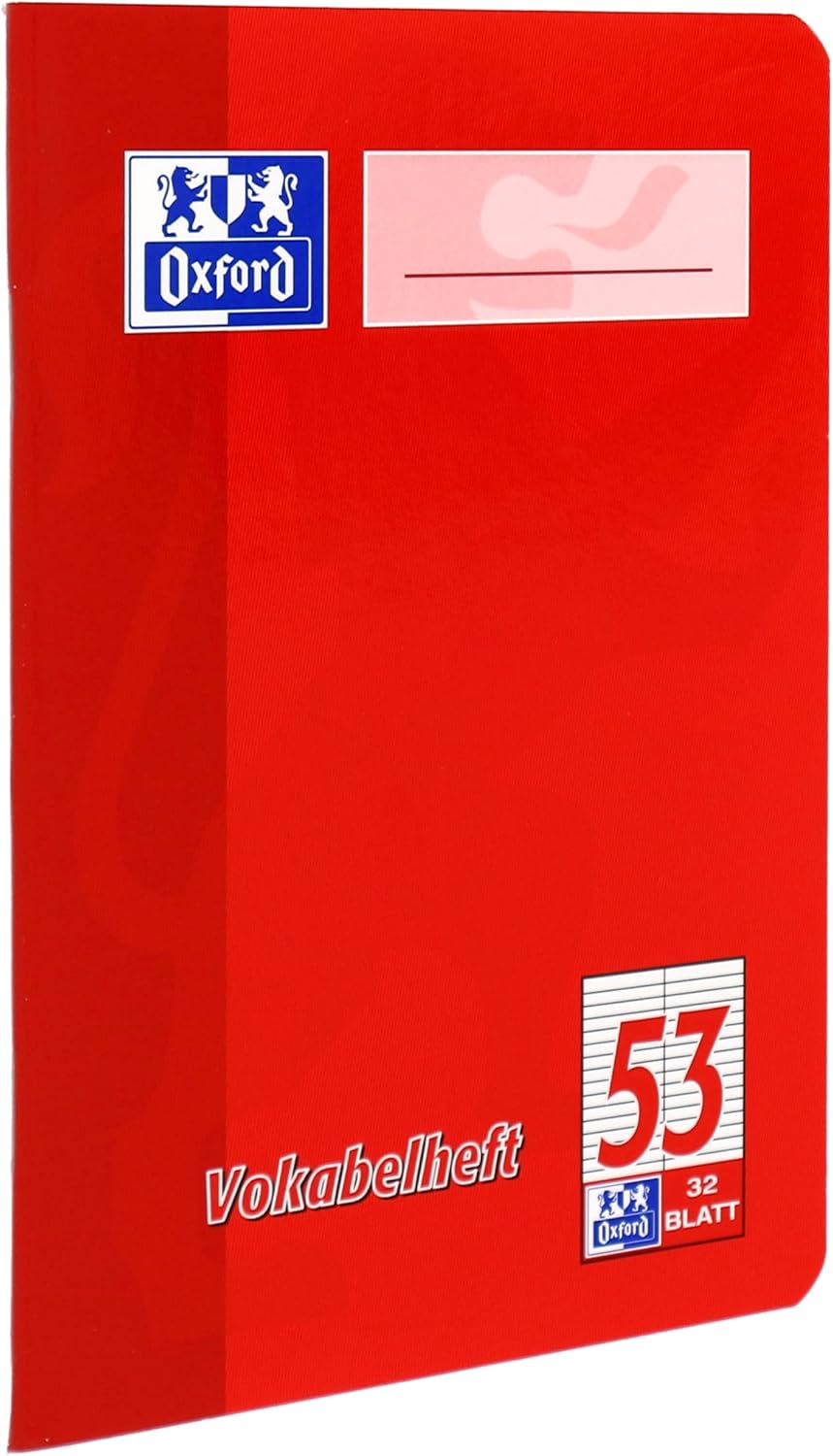 Oxford Vokabelheft, A6, 32 Blatt, Lineatur 53, rot und grün, 10 Stück Lineatur 53 - 2 Spalten A6, 32