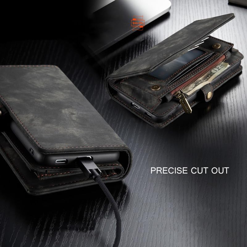 Yidai-Silu iPhone 14 Pro Max Handy Hülle 【Abnehmbar, Mutil-Funktion】 Wallet Case Magnet Tasche PU Le
