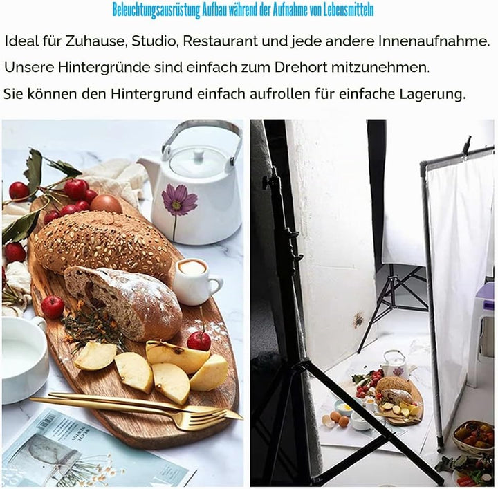 Lebensmittel-Fotografie-Hintergrund-Set, 3-teilig, 54 x 84 cm, flach, doppelseitig, für Fotostudio,