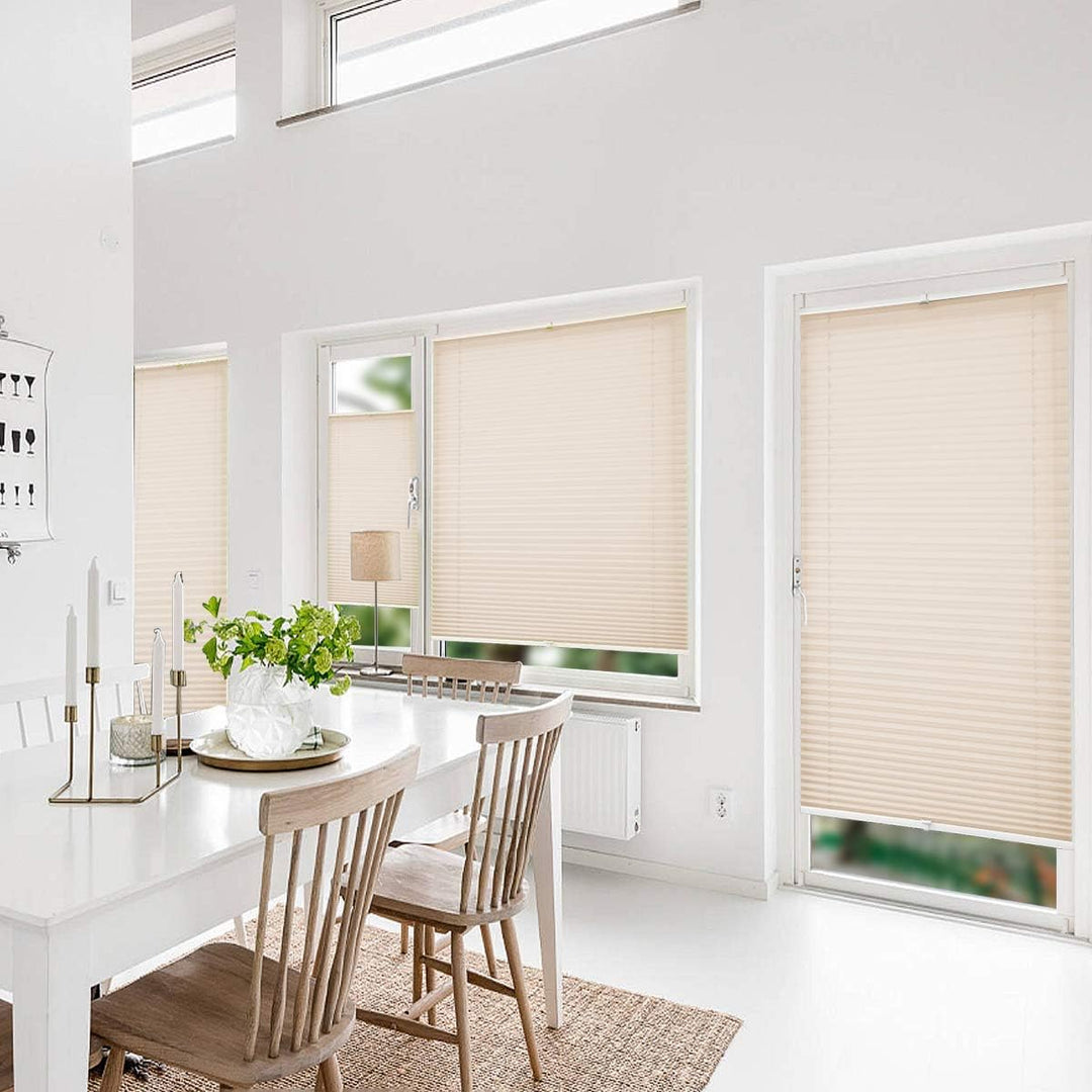 Allesin Plissee ohne Bohren Plissees Klemmfix Creme 35x90cm(BxH), Plisseerollo Faltrollo mit Klemmtr