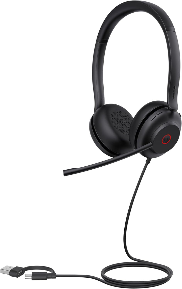 Yealink UH35 USB Headset für PC, kabelgebundenes Headset mit Geräuschunterdrückung, zertifiziert für