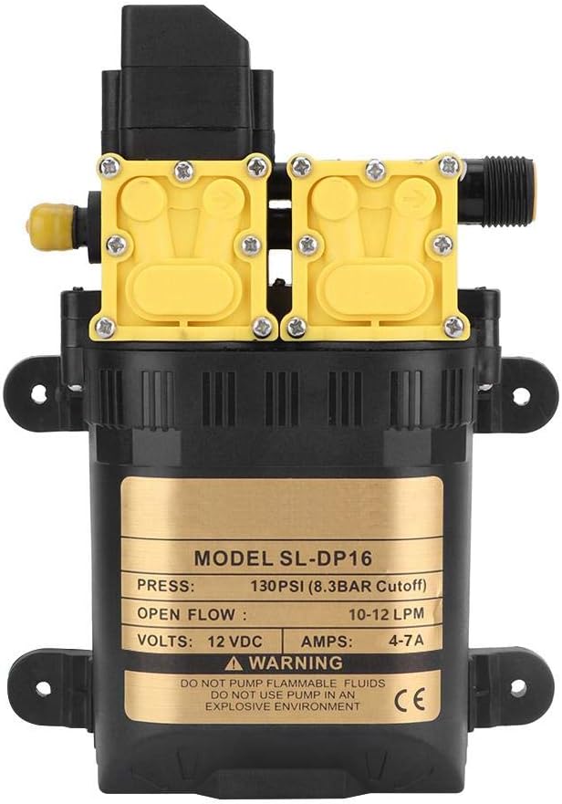 MAGT Hochdruck Wasserpumpe 12V, Doppelkopf Membranpumpe Elektrische Wassersprühpumpe Gartenpumpe für