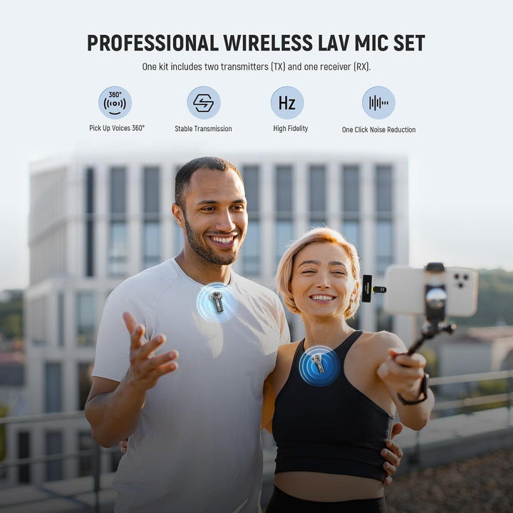 NEEWER Wireless Lavalier Mikrofonsystem, 1 x USB C Empfänger mit OTG Adapter 2 x Rauschunterdrückung