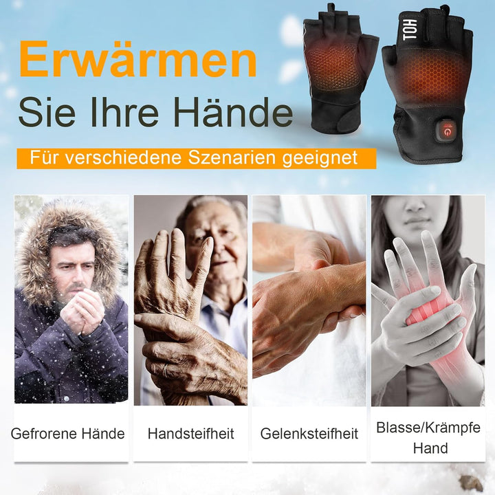 uncn Beheizte Handschuhe Fingerlos für Frauen Mann Arbeit Touchscreen Handschuhe für Winter Kaltes W