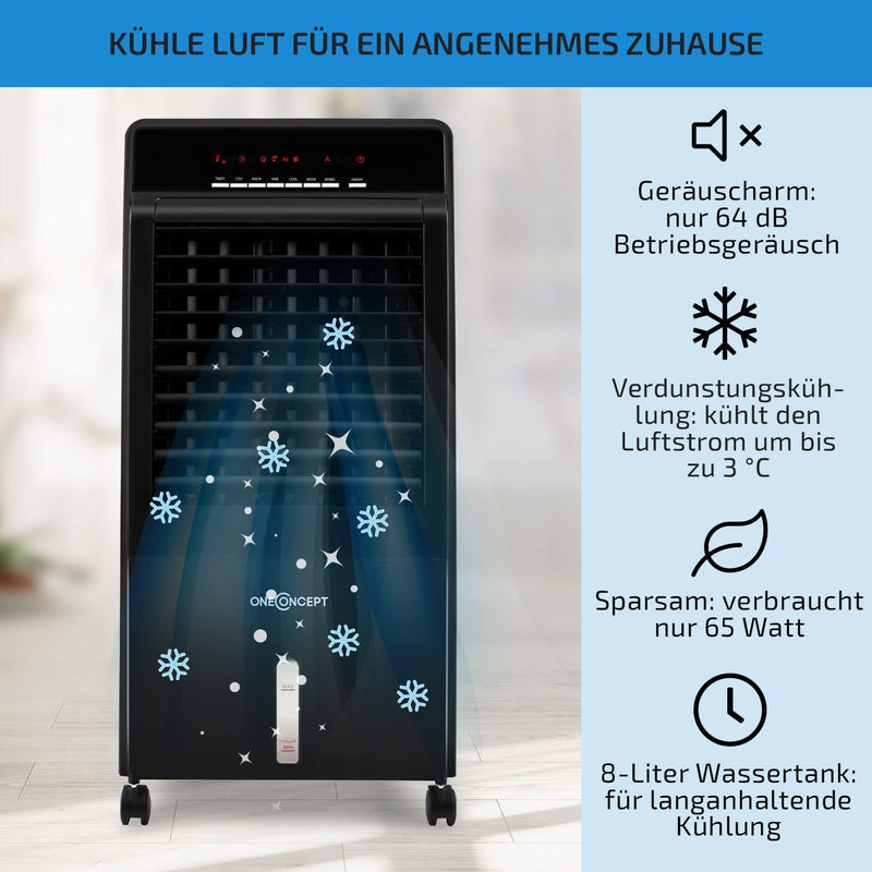 oneConcept CTR-1 - 4-in-1 Luftkühler, Ventilator, Luftbefeuchter, Luftreiniger, Ionisator, Wassertan