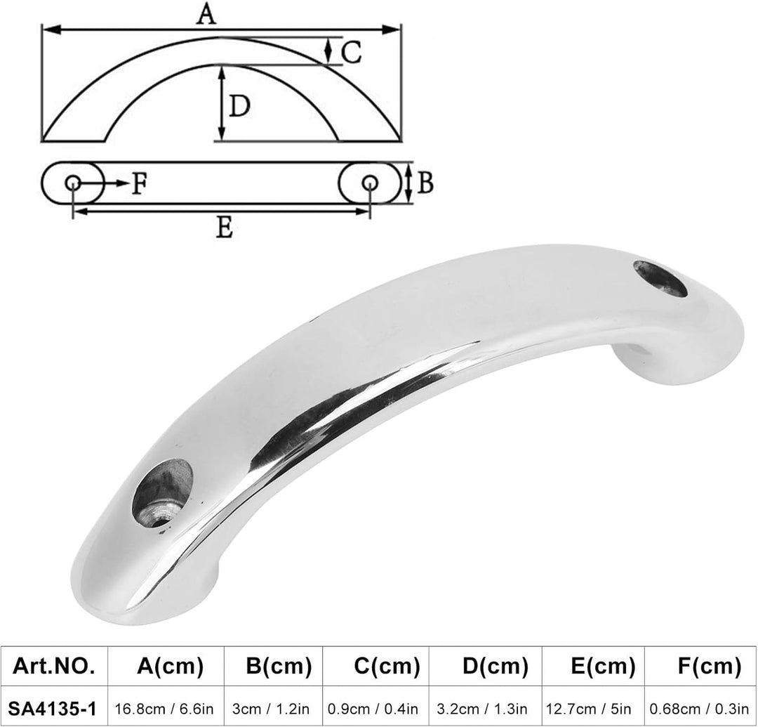 Yosoo Haltegriff für Boote 168 Mm Haltegriffschiene aus Edelstahl für Boote, Hochglanzpoliert für Tü