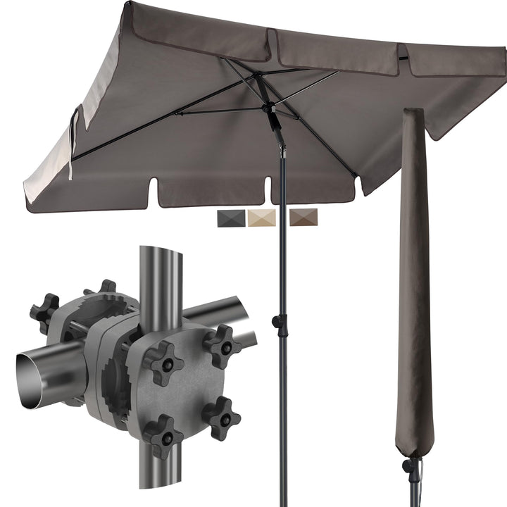 4smile Sonnenschirm Balkon SunnyShade, Sonnnenschutz Balkon SET 3-in-1, Taupe - UV50+ SunnyGuy Sonne