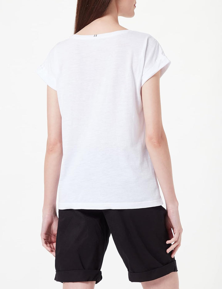 camel active Damen Kurzarm T-Shirt aus Organic Cotton XXL Broken White, XXL Broken White