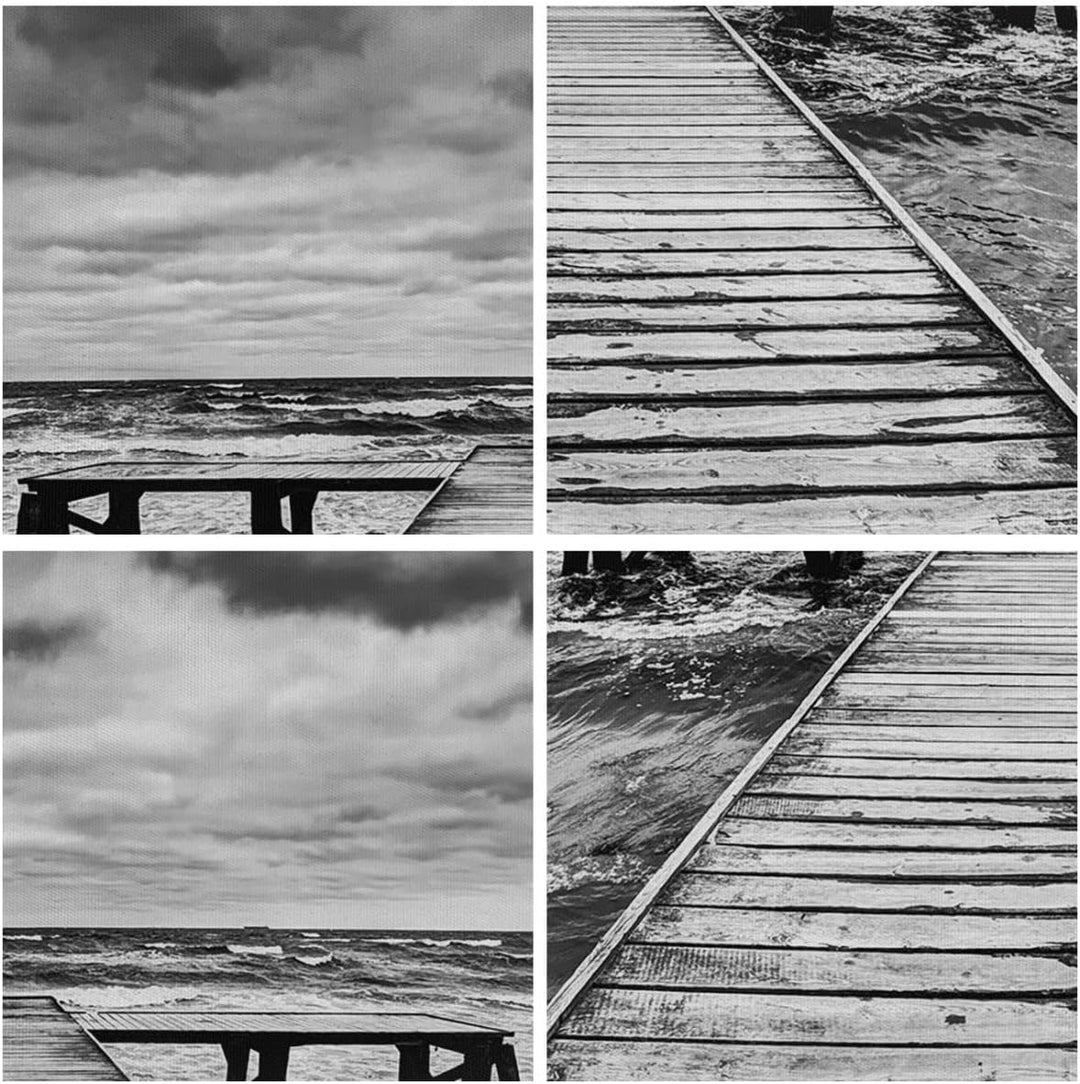 Bilder auf Leinwand Brücke Meer Welle Leinwandbild mit Rahmen 70x50cm Wandbilder Dekoration Wohnzimm