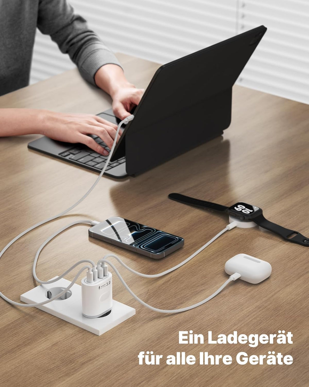 USB C Stecker, 2-Pack 4-Ports USB Ladegerät Mehrfach Ladestecker 60W Power Adapter PD 3.0 Schnelllad
