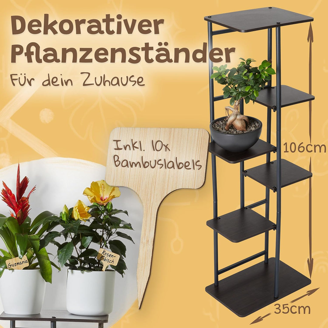 OLIDAN ® - Pflanzenständer - Beschriften der Pflanzen möglich - Blumenständer - Ablage für 8 Pflanze