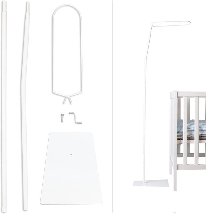 Babykajo Betthimmel Stange mit Standfuss - Freistehende Himmelstange für Babybetten. Gestell aus Met
