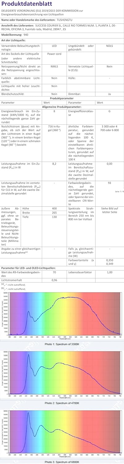 Auxmir1X/30X Wiederaufladbarer Vergrösserungsspiegel mit Licht, 38-47 cm Höhenverstellbarer 9 Zoll K