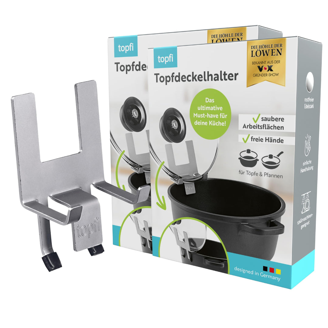 topfi® Topfdeckelhalter für Töpfe & Pfannen 2er Set | Der Küchenhelfer für eine freie & saubere Arbe