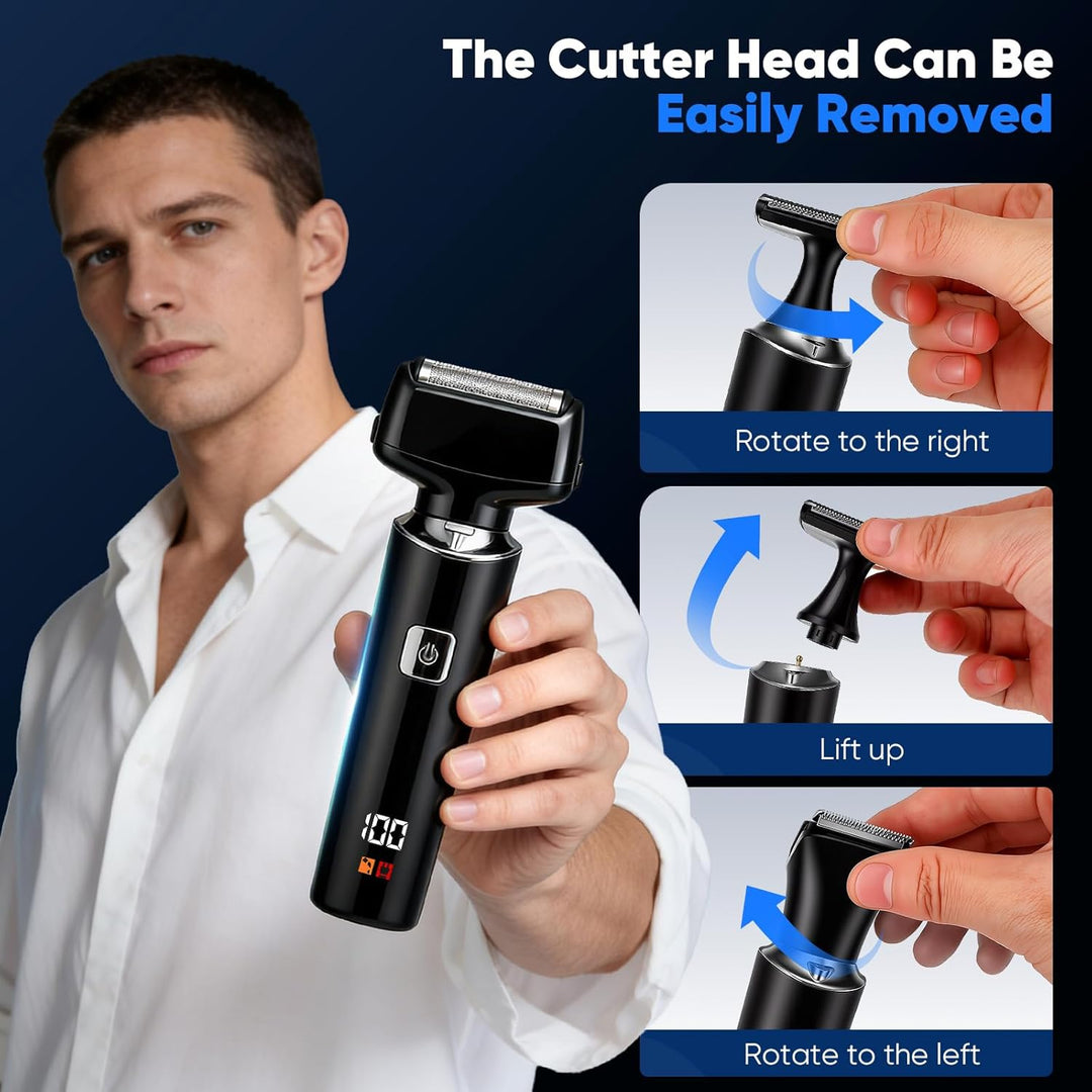 5 in 1 Bodygroom Herren Sets, Elektrisch Rückenrasierer Herren Mens mit Faltbarem Verlängerung Grif,