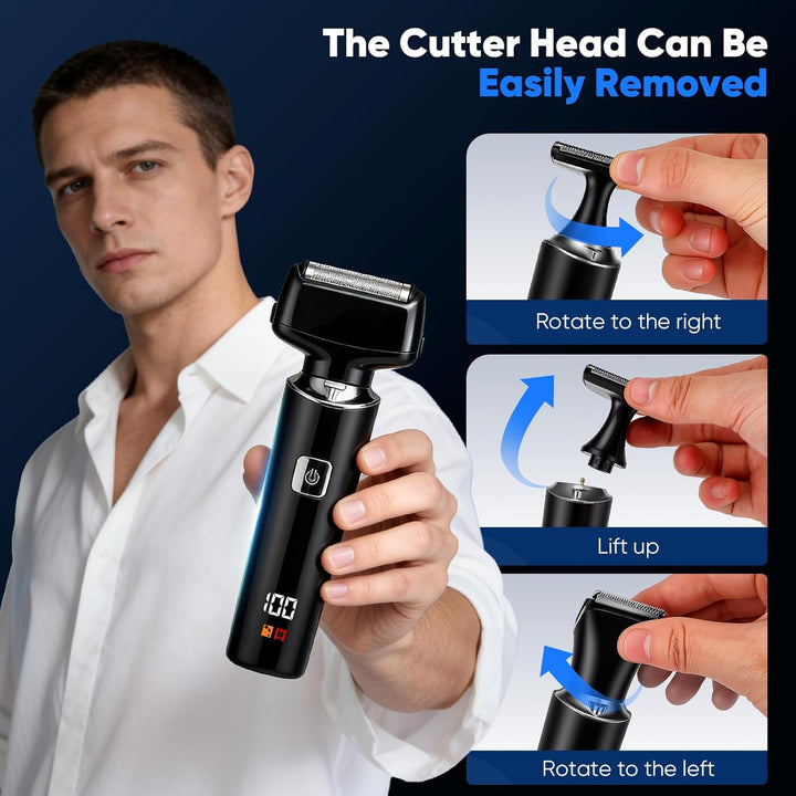 5 in 1 Bodygroom Herren Sets, Elektrisch Rückenrasierer Herren Mens mit Faltbarem Verlängerung Grif,