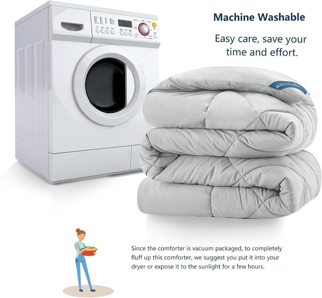 WAVVE Bettdecke 200x200 cm Ganzjahresdecke 4 Jahreszeiten, Steppdecke 300gsm Mikrofaser 200x200cm, S