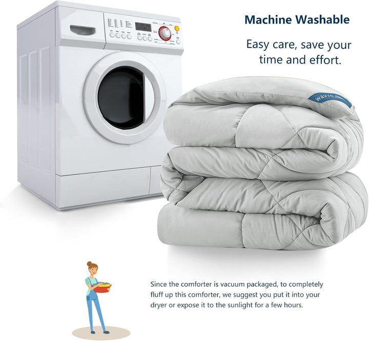 WAVVE Bettdecke 200x200 cm Ganzjahresdecke 4 Jahreszeiten, Steppdecke 300gsm Mikrofaser 200x200cm, S