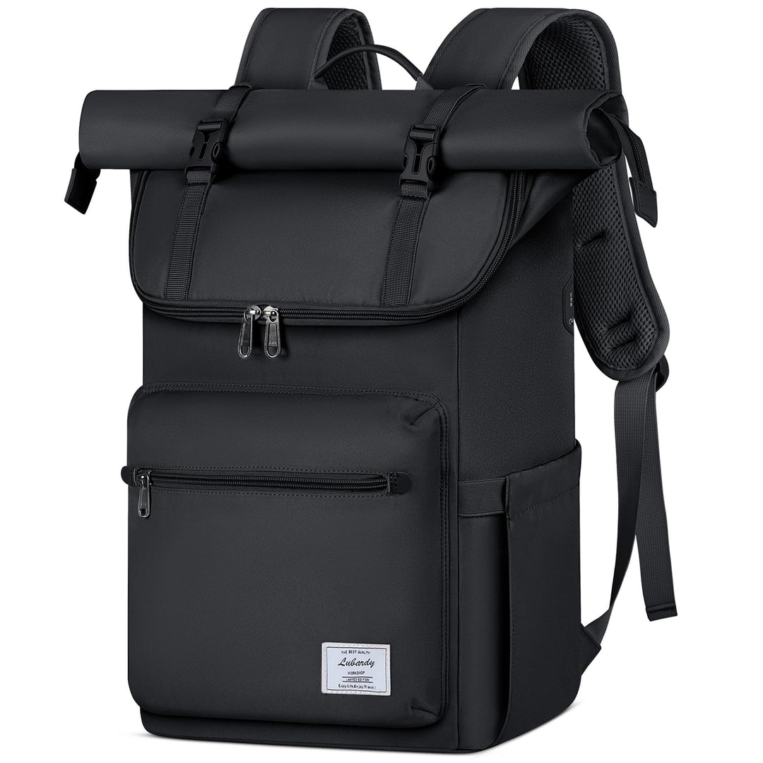 Lubardy Rolltop Rucksack Herren Damen Wasserdicht Rucksack Herren Laptop Rucksack 17,3 Zoll mit USB-