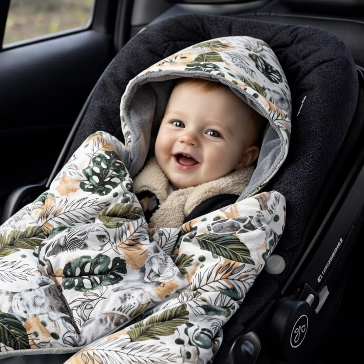 Einschlagdecke für Babyschale Autositz mit Füllung Wattiert Ganzjährig Übergang Frühling, Universal