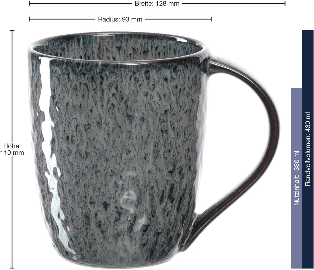 LEONARDO HOME 018563 MATERA 6er Set Becher, Keramik, anthrazit, Anthrazit