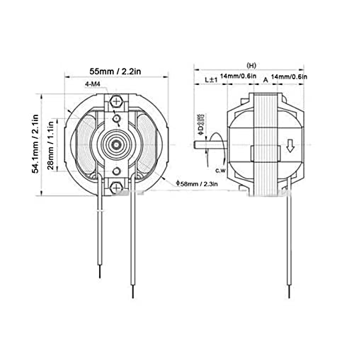 YJ5812 AC-Motor mit Langer Welle, 220V, 12W, 2400 U/min, für Heizungen und Luftreiniger, 55mm
