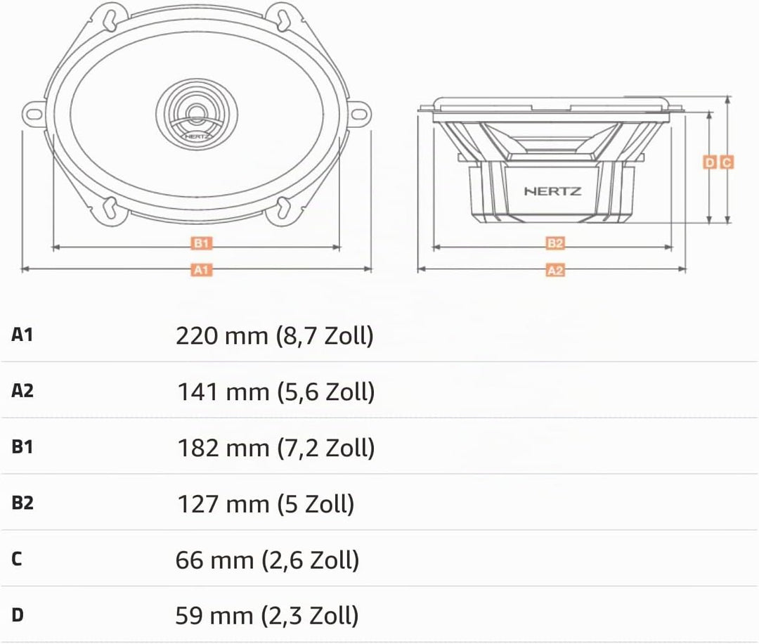Hertz DCX 570.3 - 13x18cm / 5x7" Auto 2-Wege Koax Lautsprecher / Boxen - 60 Watt RMS / 120 Watt Max