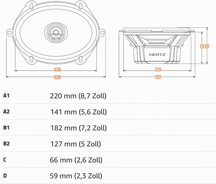 Hertz DCX 570.3 - 13x18cm / 5x7" Auto 2-Wege Koax Lautsprecher / Boxen - 60 Watt RMS / 120 Watt Max