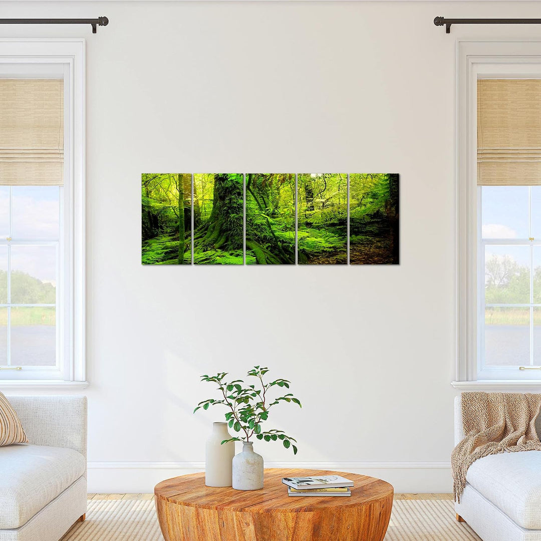 Runa Art Bild Wald Landschaft Wandbilder auf Vlies Leinwand 5 Teilig Wanddekoration Schlafzimmer Woh