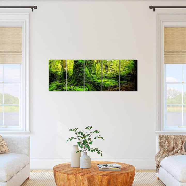Runa Art Bild Wald Landschaft Wandbilder auf Vlies Leinwand 5 Teilig Wanddekoration Schlafzimmer Woh
