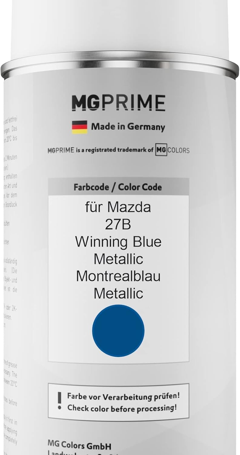 MG PRIME Autolack Sprühdosen Set für Mazda 27B Winning Blue Metallic/Montrealblau Metallic Basislack