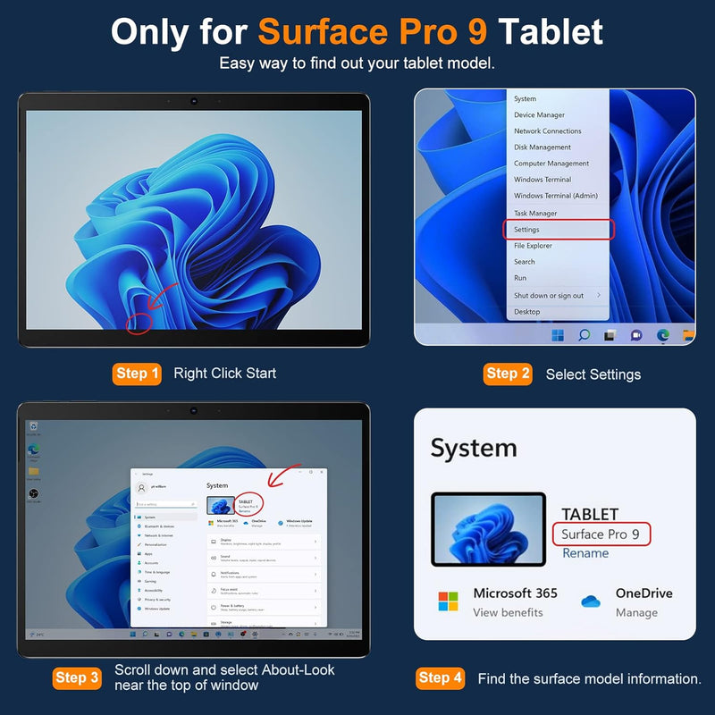 INFILAND Surface Pro 11/10/9 Hülle, Hoch Klar Transparent Stosssichere Robuste Tragbare Schutzhülle
