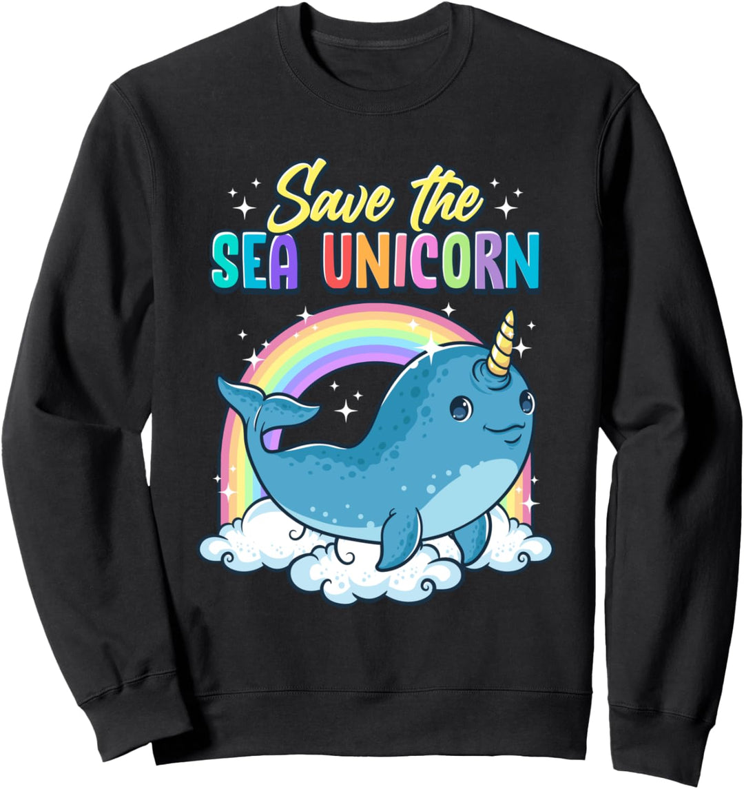 Save The Sea Einhorn Lustiges Narwhal Kostüm Mädchen Frauen Sweatshirt