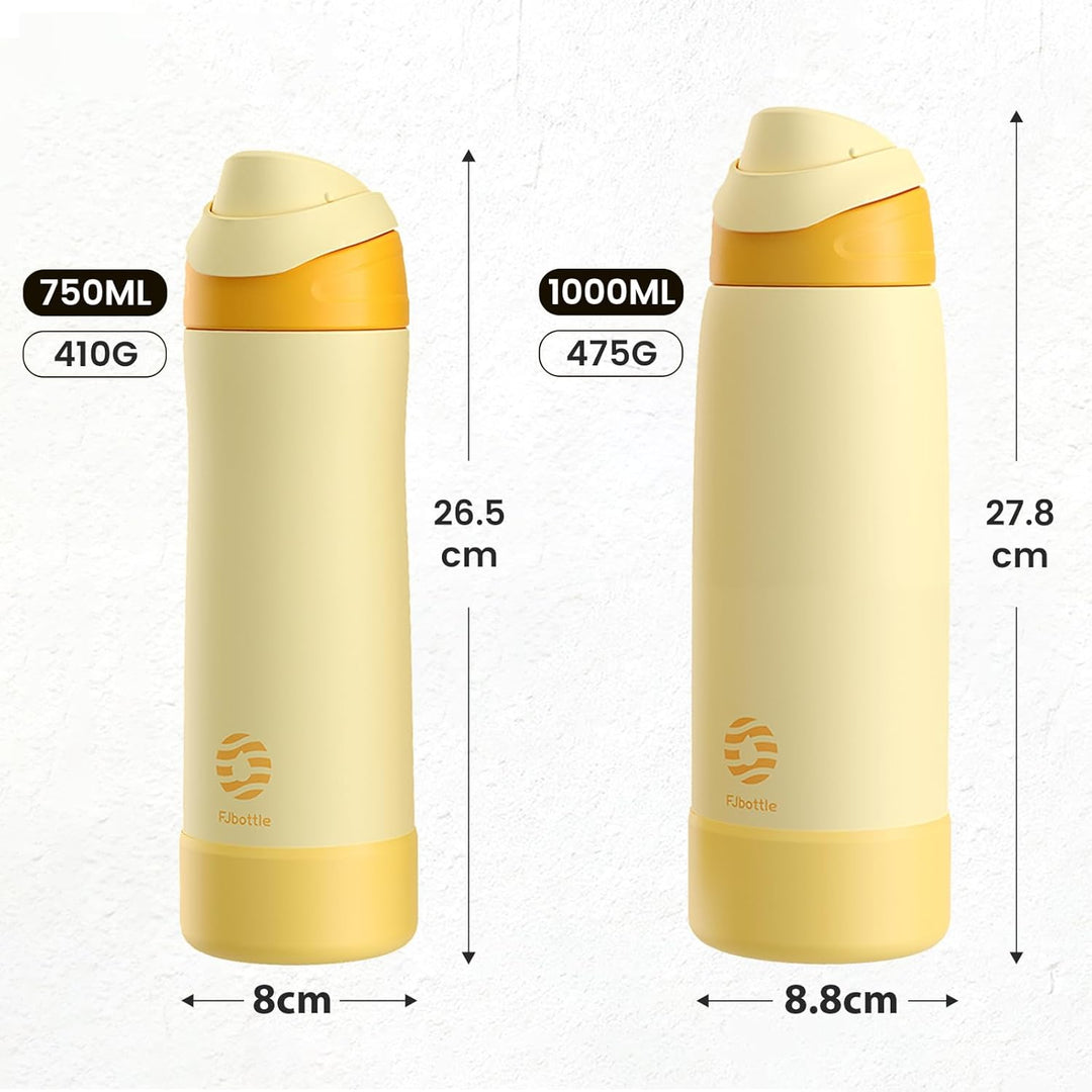 Fjbottle Edelstahl Trinkflasche 1L/750ML – 1-Klick Öffnung BPA-frei Wasserflasche für Sport, Schule,