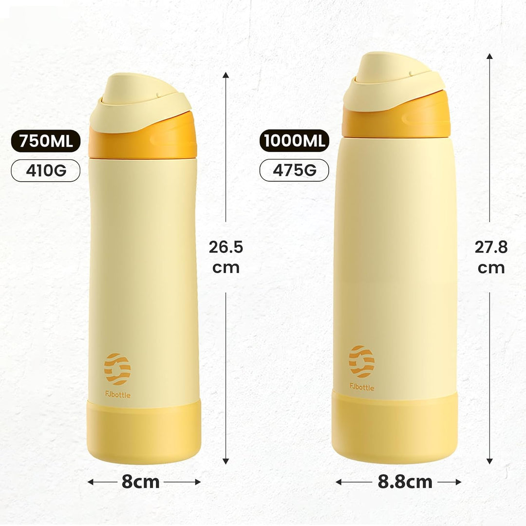 Fjbottle Edelstahl Trinkflasche 1L/750ML – 1-Klick Öffnung BPA-frei Wasserflasche für Sport, Schule,