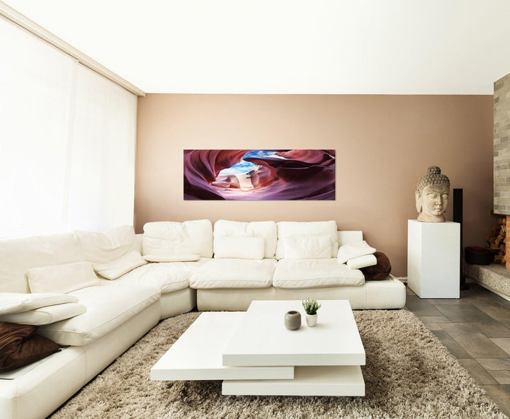 Paul Sinus Art Panoramabild auf Leinwand und Keilrahmen 150x50cm Felsen Stein Schlucht Himmel