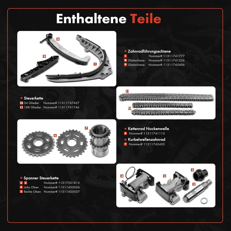 Steuerkettensatz für 5er E39 535 540 7er E38 735 740 8er E31 840 X5 E53 Rang e Rove r III LM 1996-20