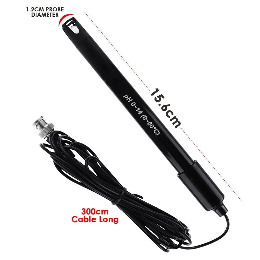 DANOPLUS 300 cm lang Kabel Elektrode Austauschbare pH-Sonde (0-14 pH), BNC-Anschluss mit 6 Pakete Ka