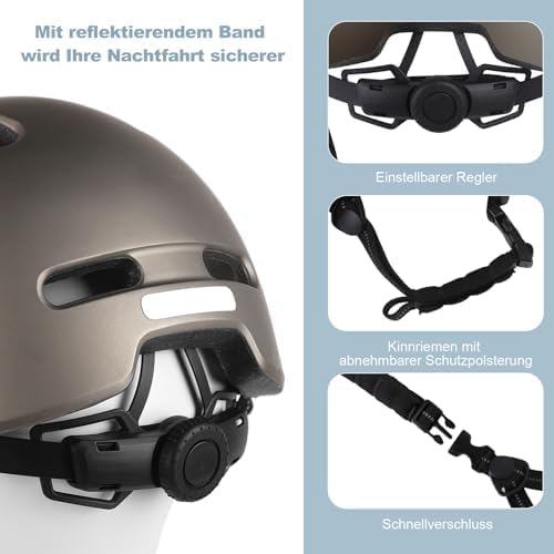 Shinmax Fahrradhelm für Damen und Herren, Einstellbarer Helm mit Visier & Sonnenschutz, Leicht & Bel