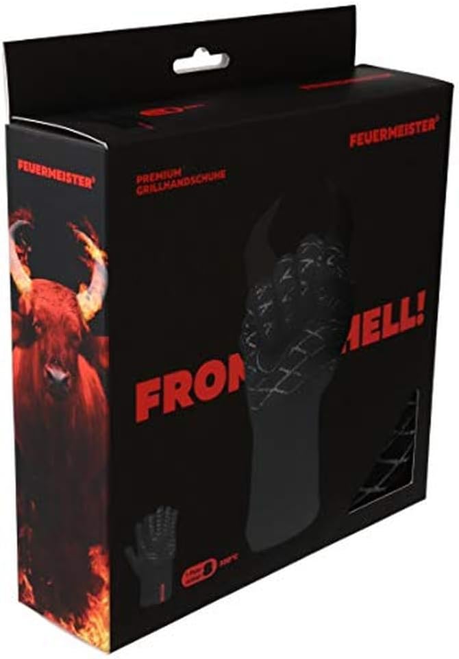 Grill-Handschuhe „Premium BBQ“ aus Aramid/Nomex, Schwarz/Rot, 2er-Set, Grösse 10 Schwarz M, Schwarz