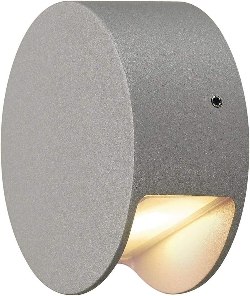 SLV 231012 Pema LED Wandleuchte, 4,3 W, Silbergrau, 4.2 x 4.2 x 9 cm Rund Grau, Rund Grau