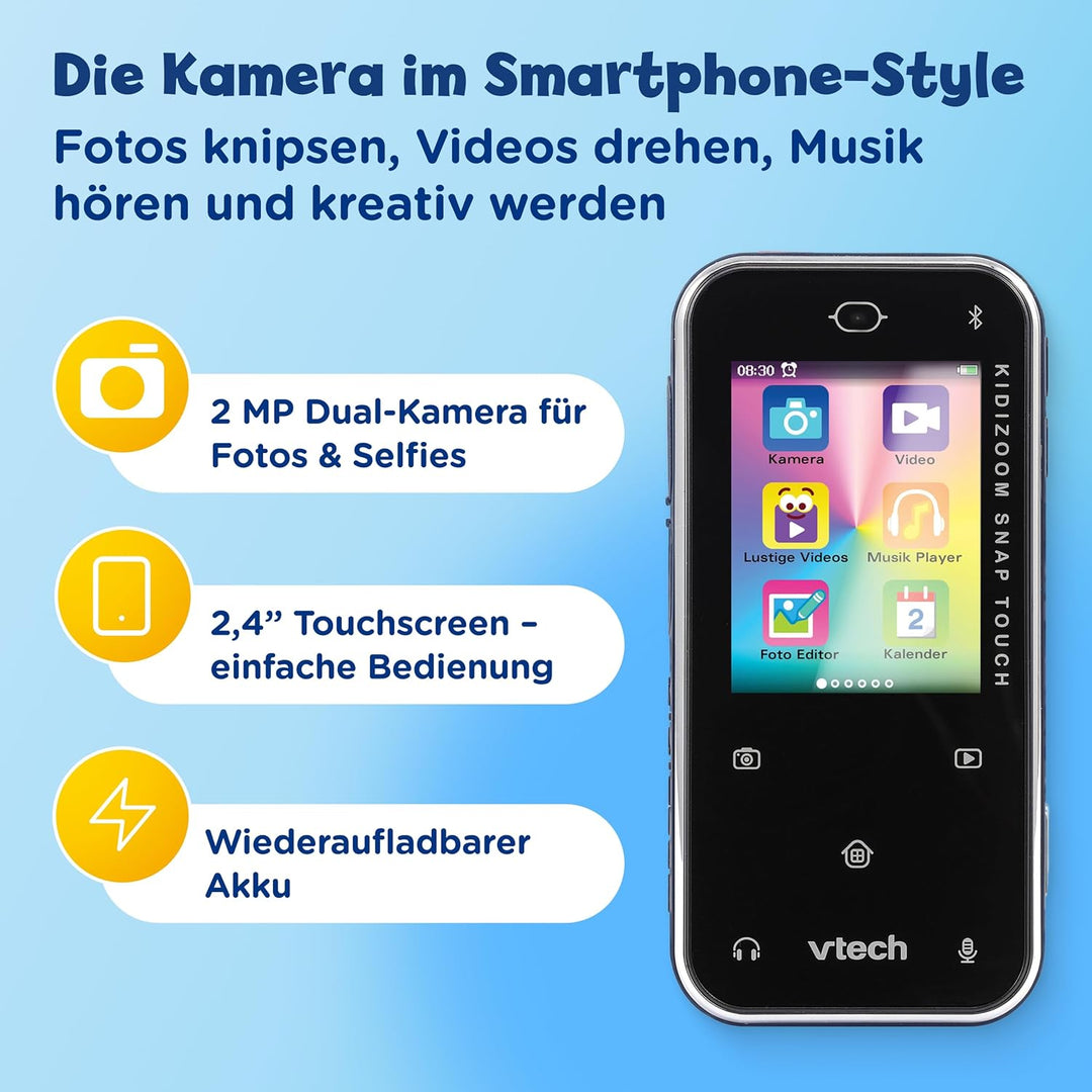 VTech KidiZoom Snap Touch – Kinderkamera im Smartphone-Format mit Touchscreen, Selfie- und Videofunk