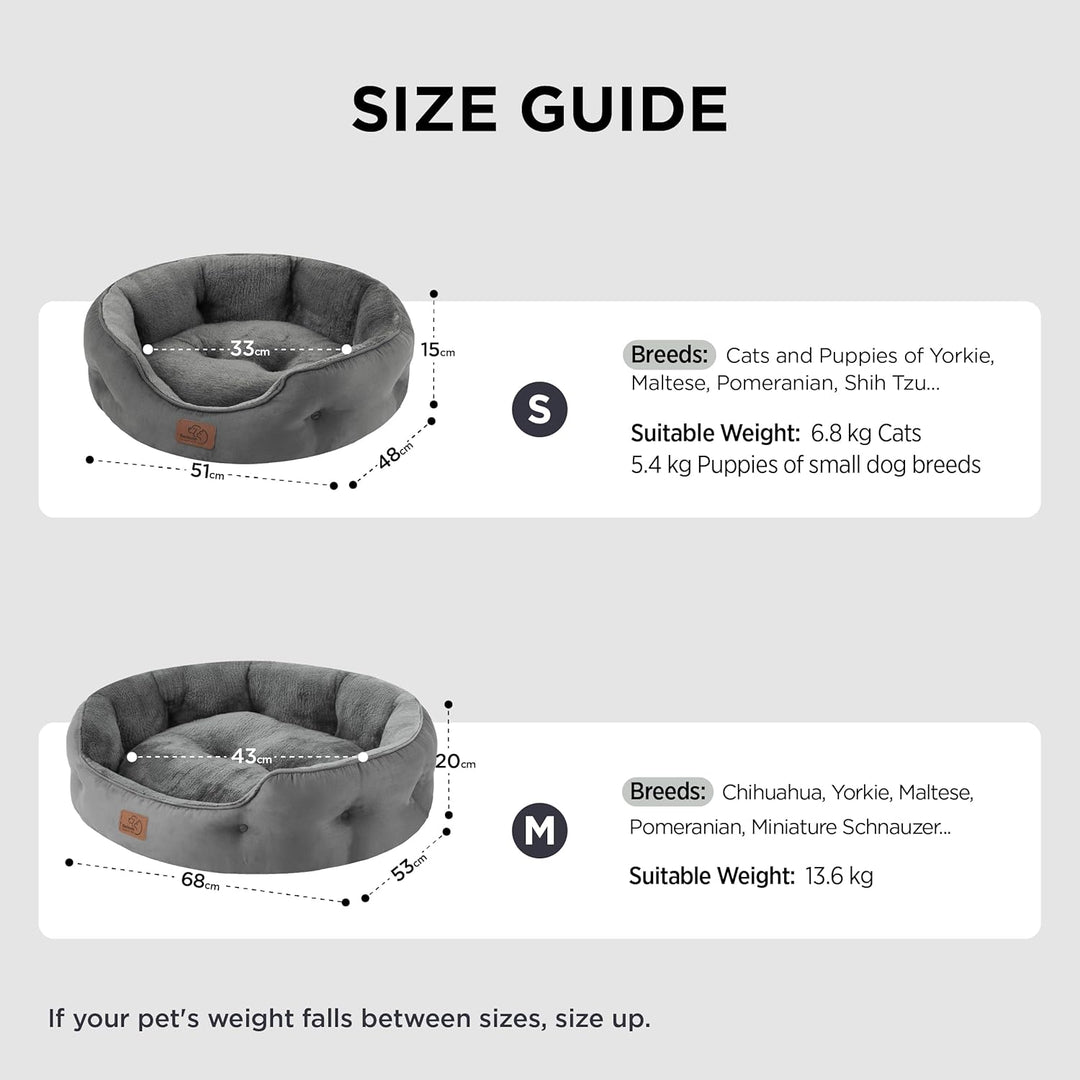 BEDSURE Katzenbett waschbar Katzen Bettchen - 63x53x20cm Katzen Bett grau mit zweiseitig Innenkissen