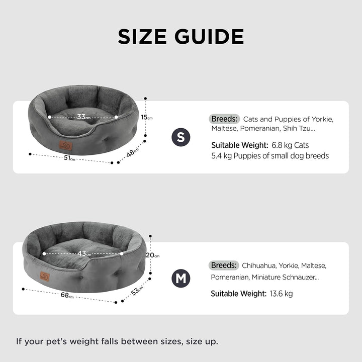 BEDSURE Katzenbett waschbar Katzen Bettchen - 63x53x20cm Katzen Bett grau mit zweiseitig Innenkissen
